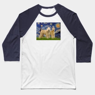 Starry Night Adapted to Include Two Soft Coated Wheaten Terriers Baseball T-Shirt